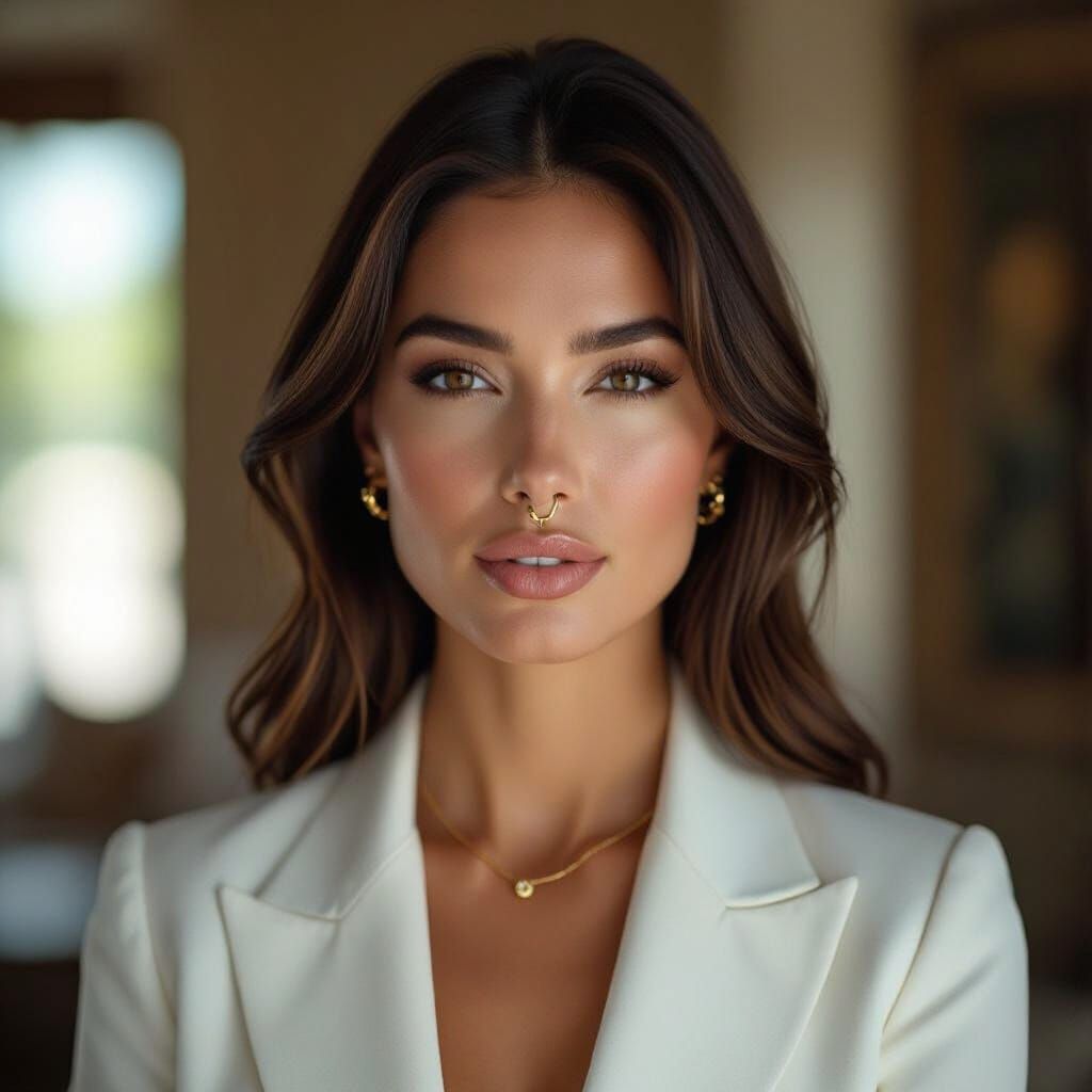 Cinematic Portrait of a Brunette Real Estate Agent