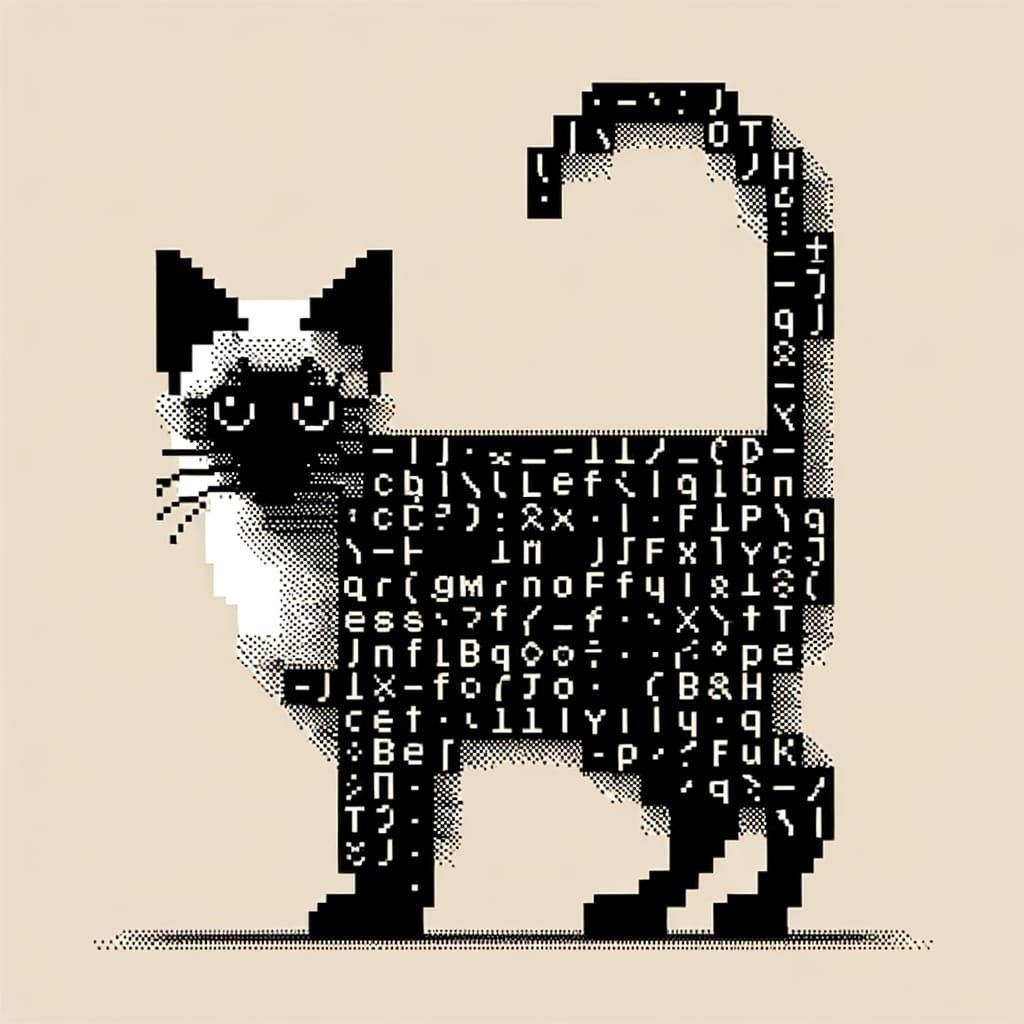 Siamese Cat ASCII Art: Tiramisu in Text