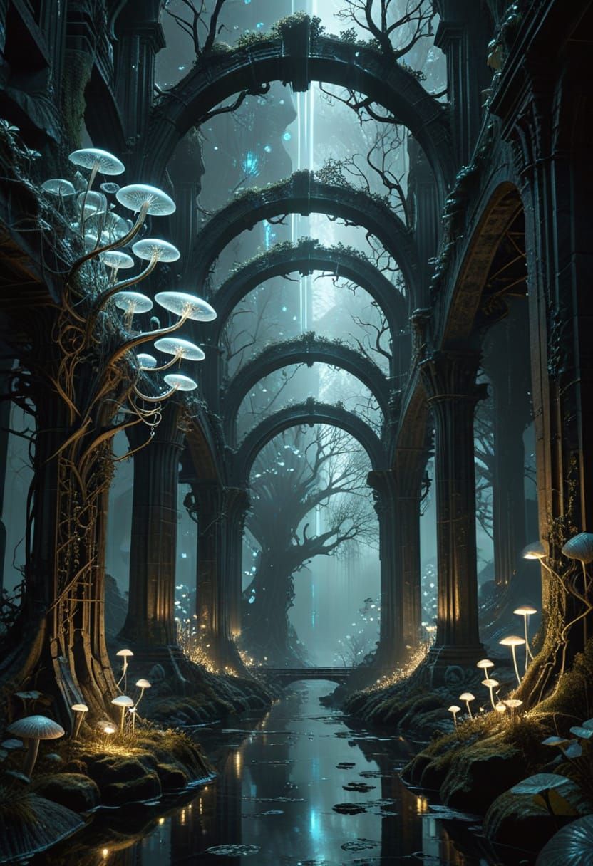 Surreal Bridge: Nature vs. Digital World