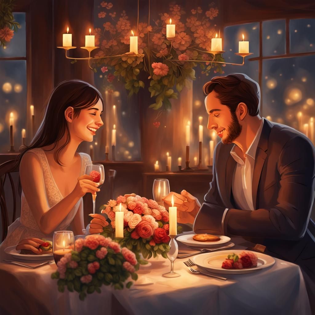 Romantic Candlelit Dinner with Loving Couple