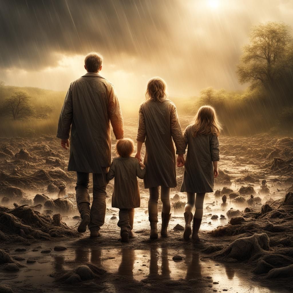 Muddy Family Finds Hope in the Rain