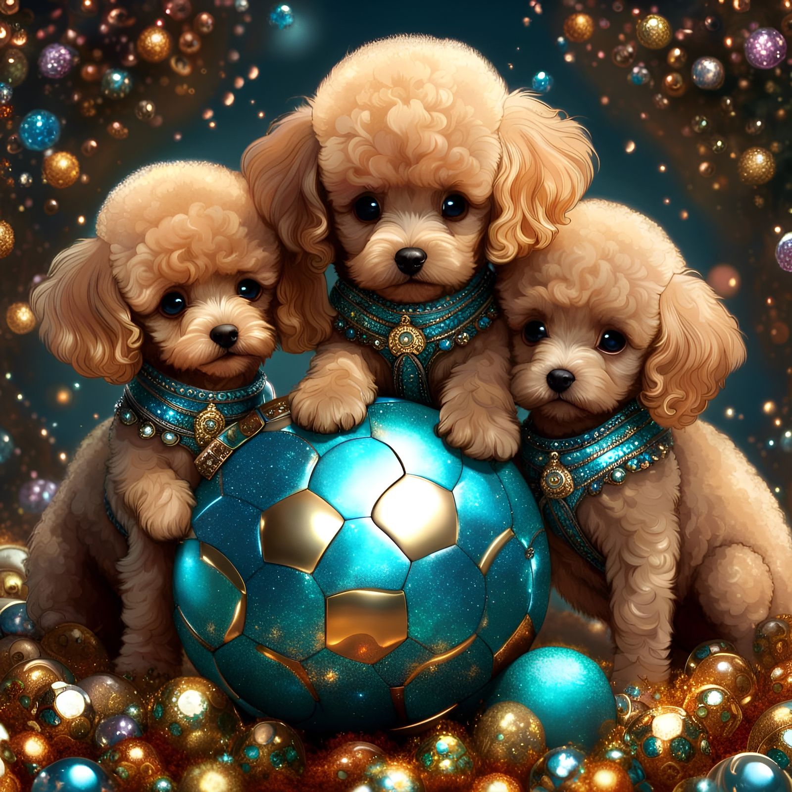 Cute Baby Poodles Playing Football (or the luxury version of it!)