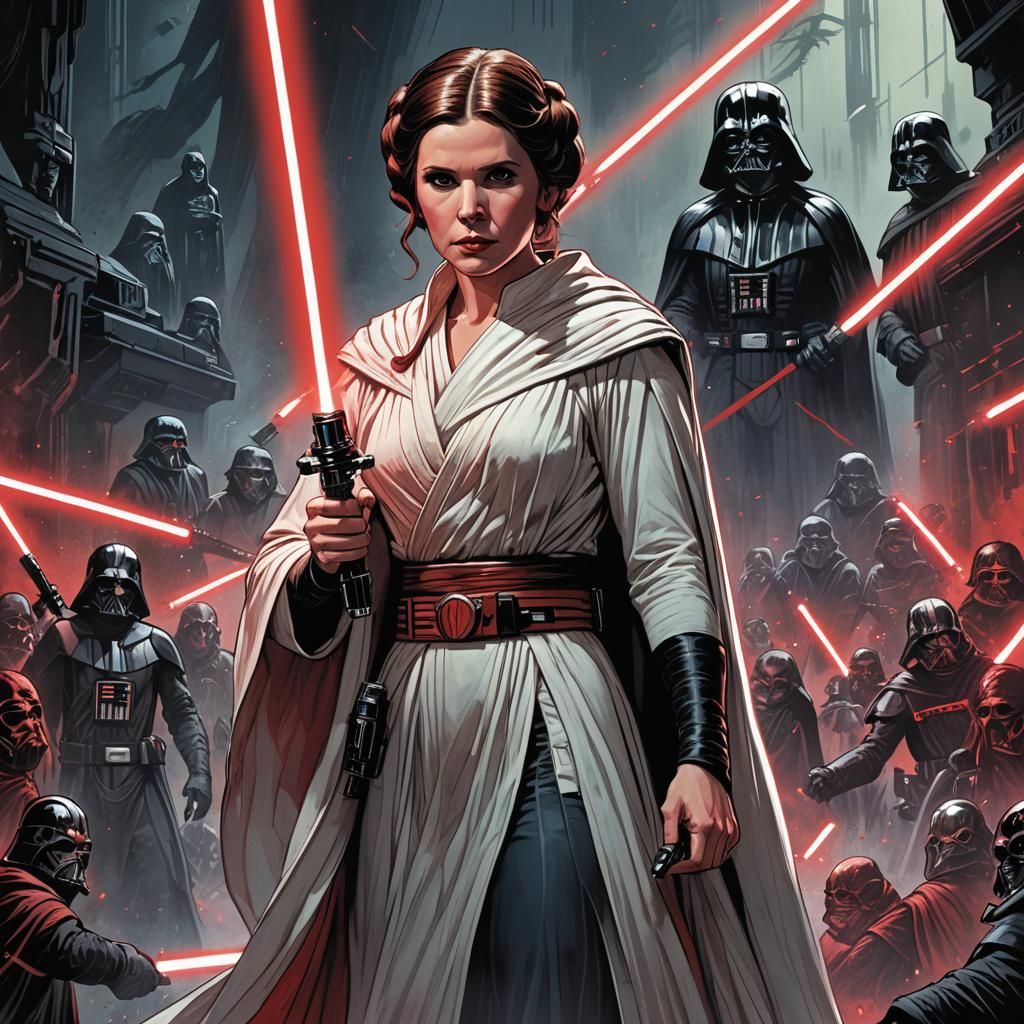 Leia Organa as Sith Lord with Lightsaber