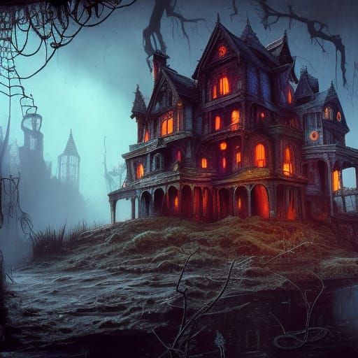 Creepy Haunted House in Dark Fantasy Style
