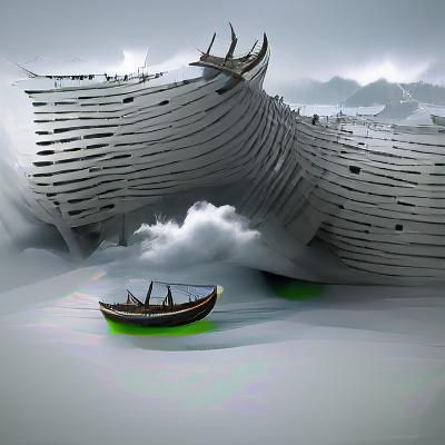 Viking Longboat on Stormy Seas