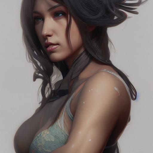 Sensual Ninja Warrior Portrait in Digital Art Style