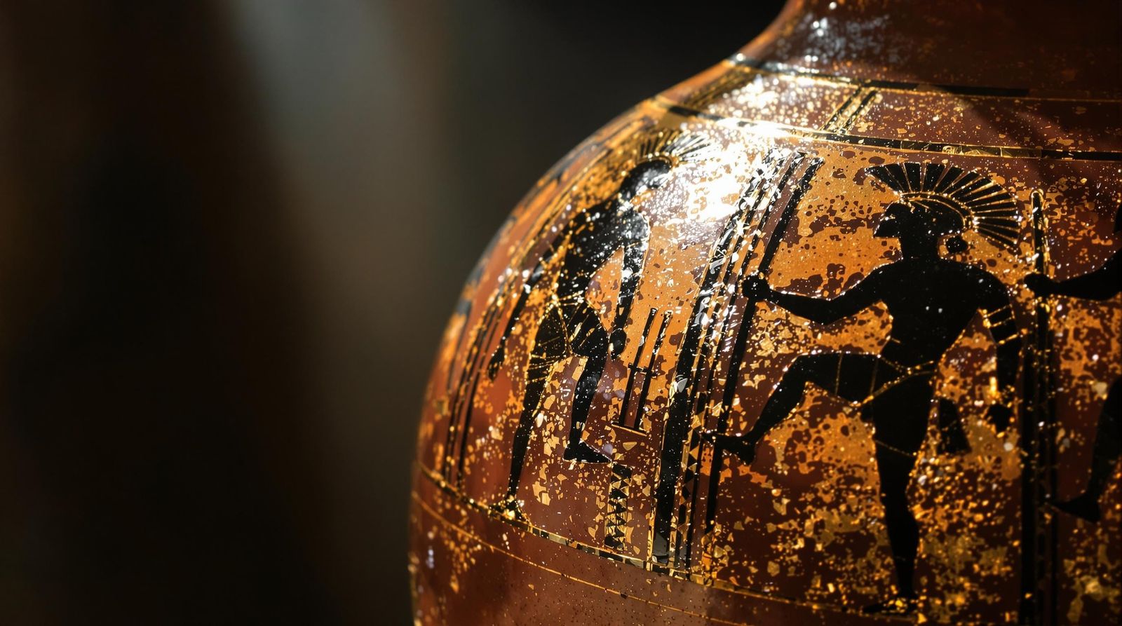 Ancient, Hand-Smoothed Ceramic Vase in Golden Light