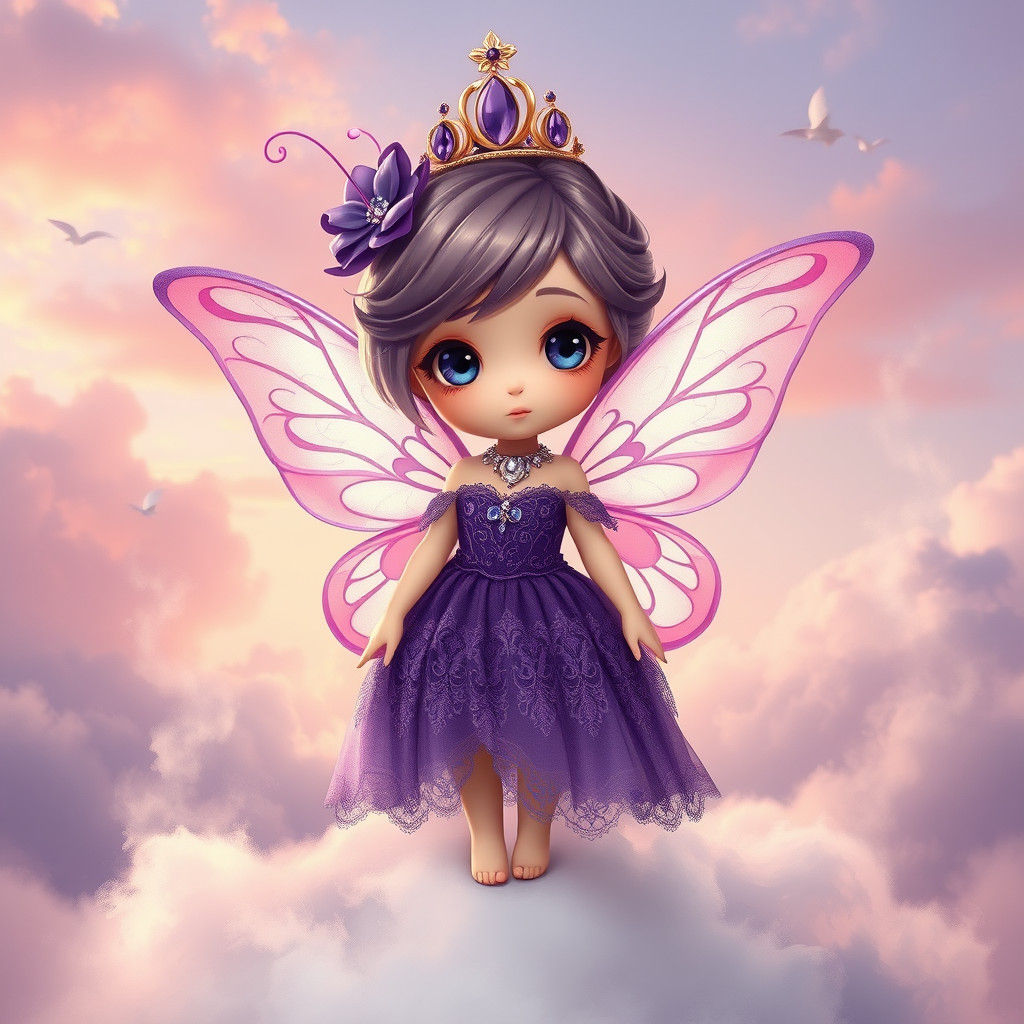Kawaii-Chibi Fantasy Character with Butterfly Wings