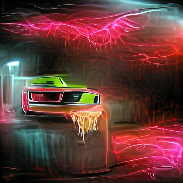 1976 Camaro Eats Baklava in Neon Hyperrealism