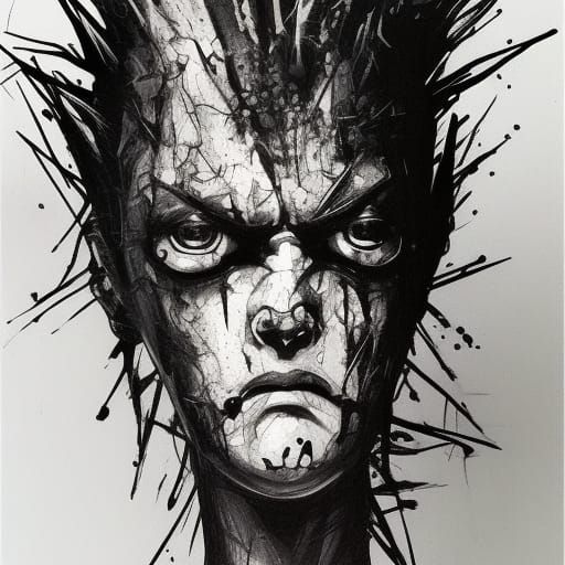 Pinhead Drawing in Sumi-e Style