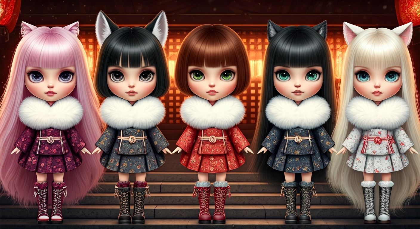 Kawaii Bratz Dolls in Kimonos at Meiji Jingu Shrine