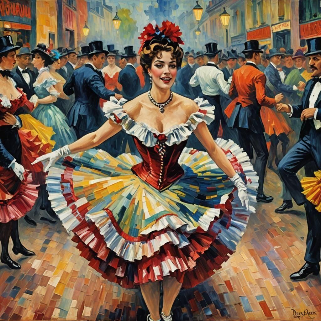 Danseuse de french cancan. Cabaret du Moulin rouge 1900