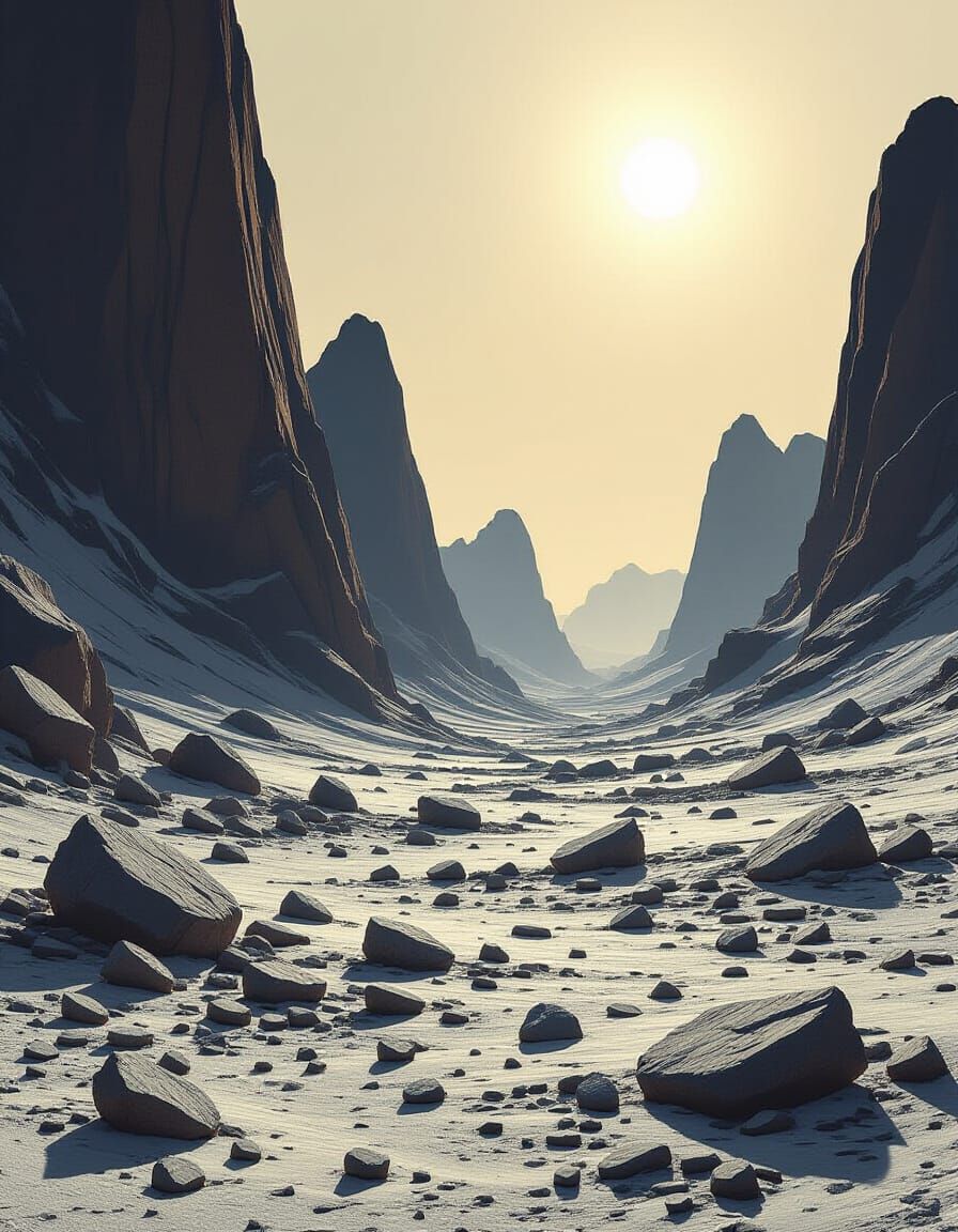 Hyperrealistic Asteroid Landscape in Deep Space