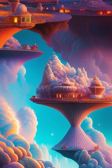 Cyberpunk Sky House: Detailed Digital Painting