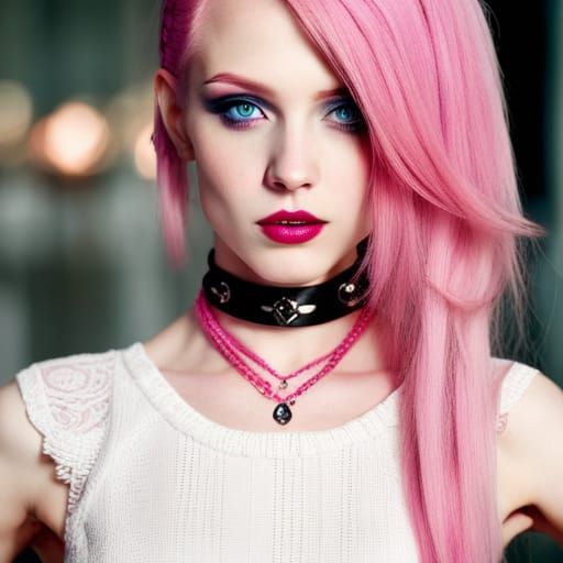 Cute Girl with Pink Twintails and Blue Eyes