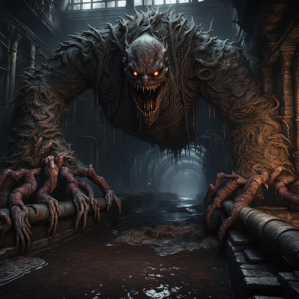 Bloodborne-Inspired Giant Sludge Monster in Sewer