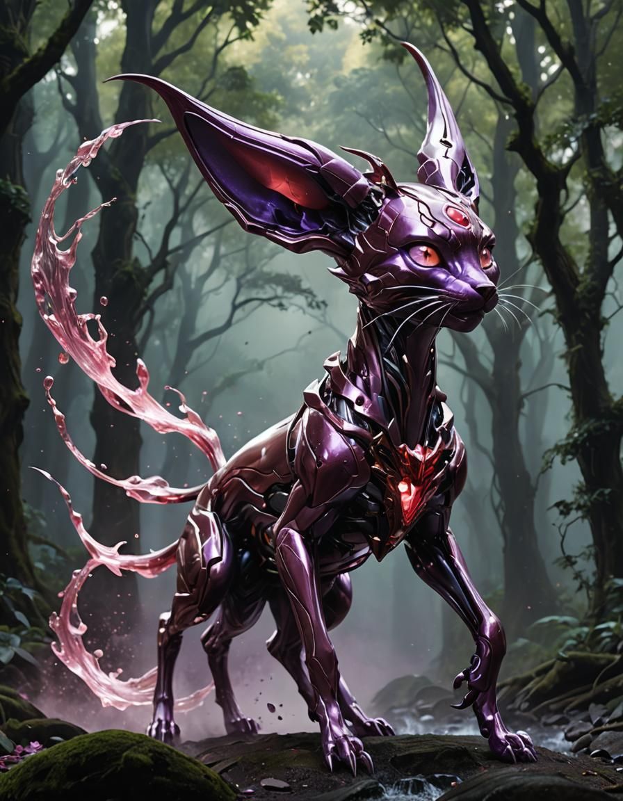 Ultron Espeon with Magic Mist in Hyperrealistic Style