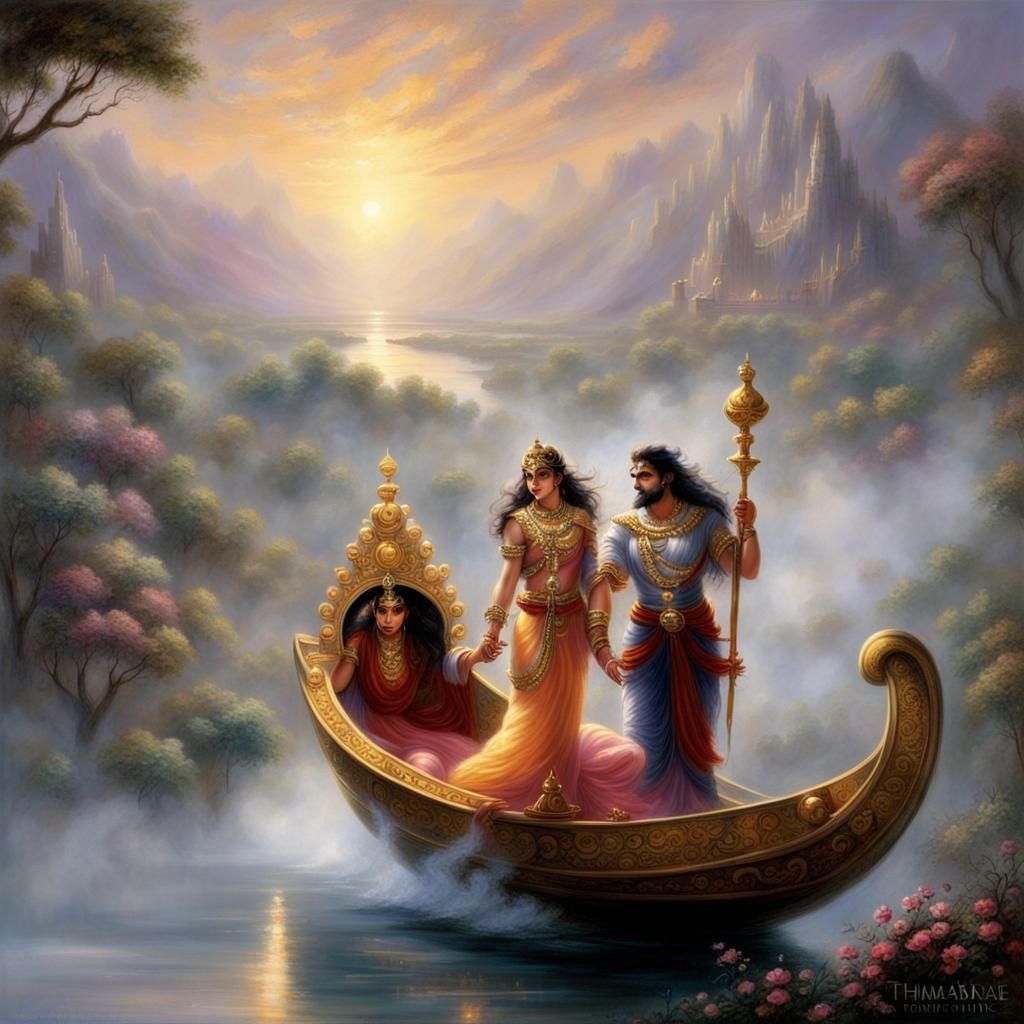 Ravana Abducting Sita: Ethereal Fantasy Scene