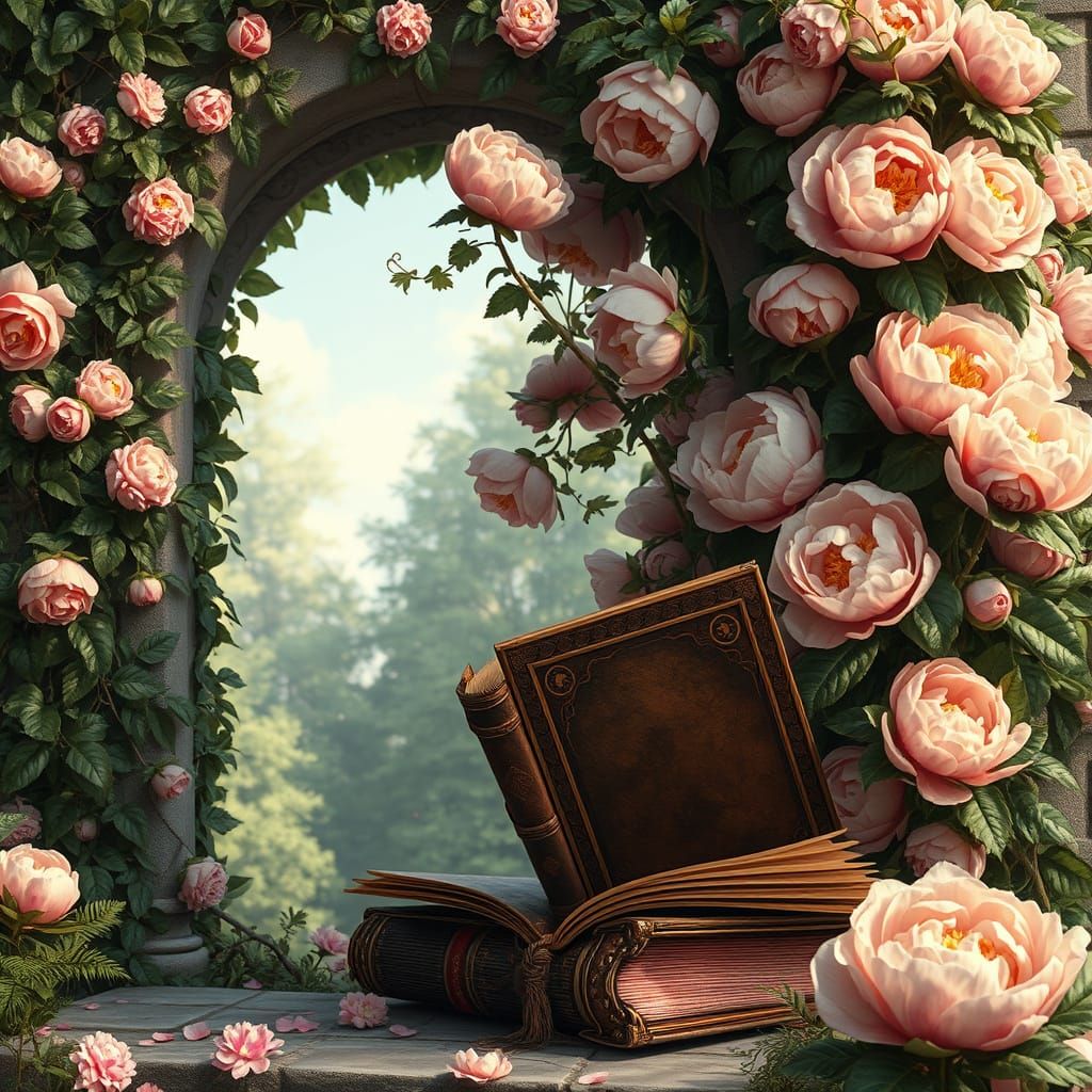 Ethereal Romance: A Timeless, Magical Ancient Book Scene
