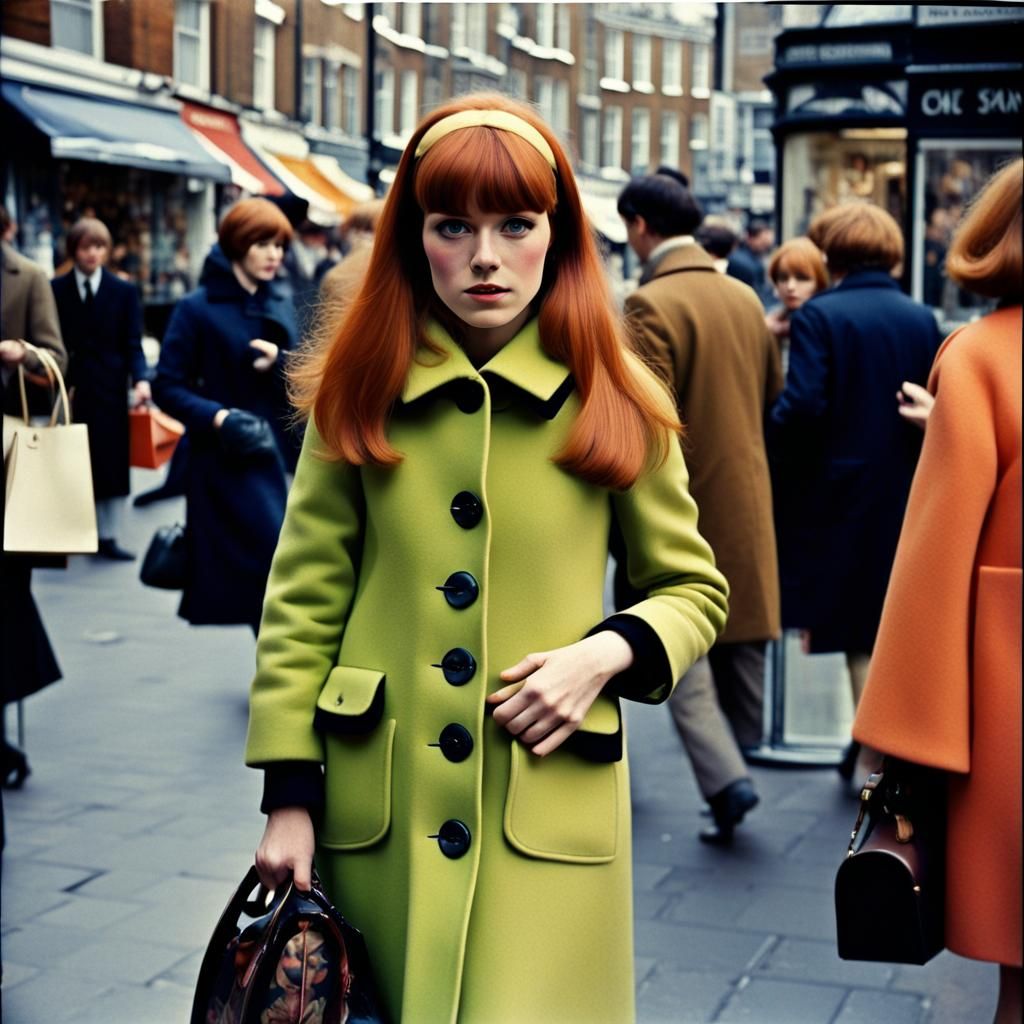 1960s Ginger Haired Girl Shopping in London