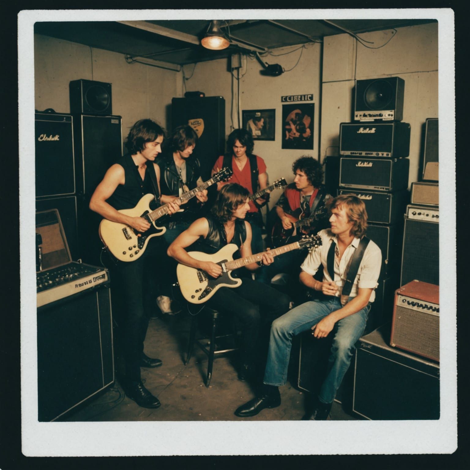 Rock Band Backstage: Vintage Instant Photograph