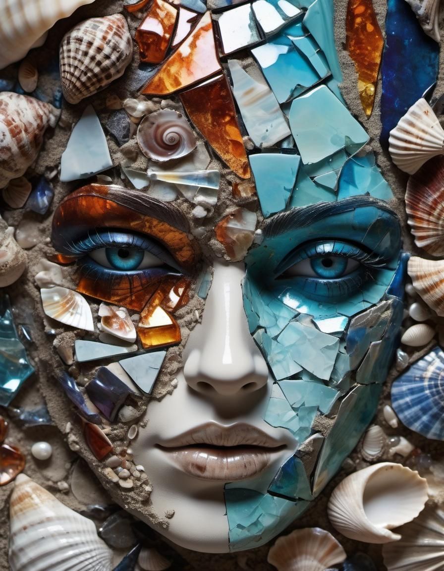 Textured Collage of a Human Face