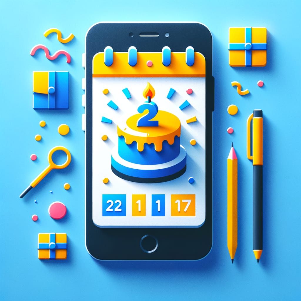 Minimalist App Logo with Calendar, Cake, and Confetti