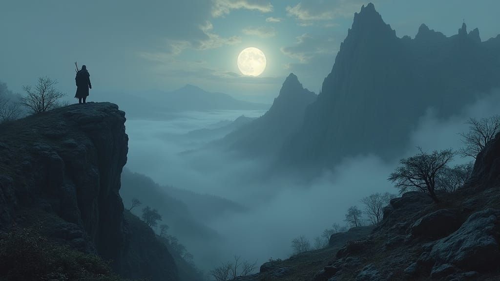 Dark Fantasy Witcher Landscape in Moody Muted Colors