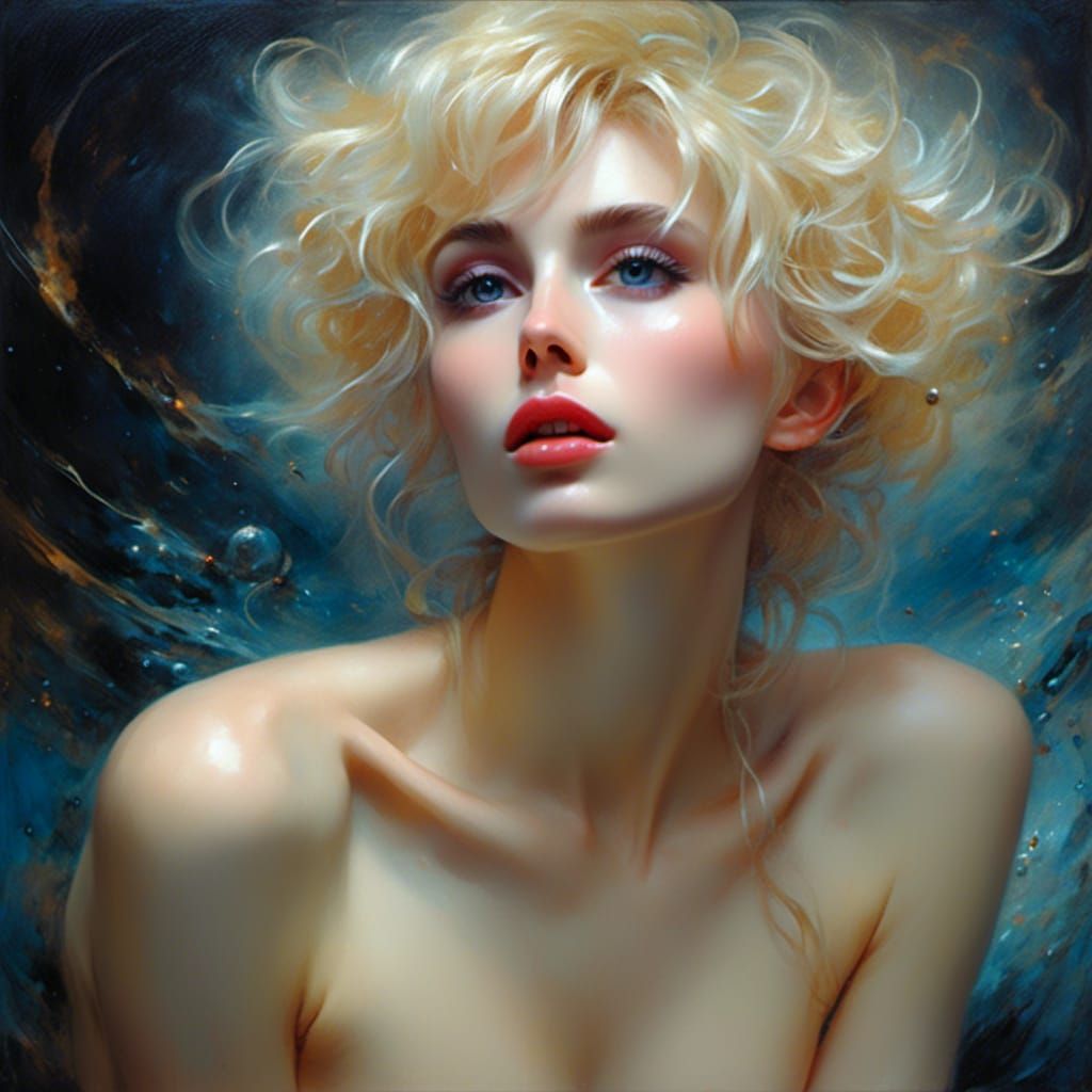 Gothic Portrait of Blond Woman in Noir Style