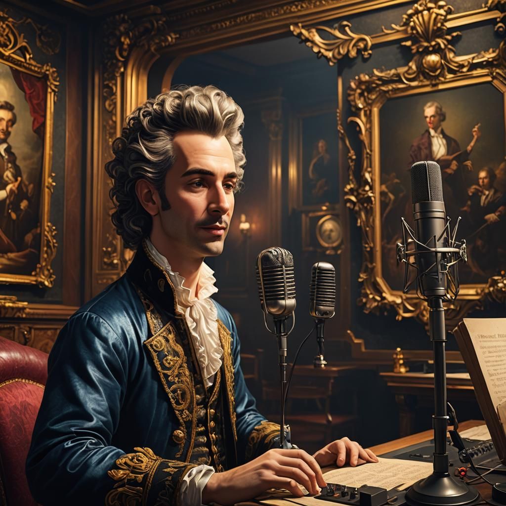 Baroque Composer in Radio Studio: Romantic Painting