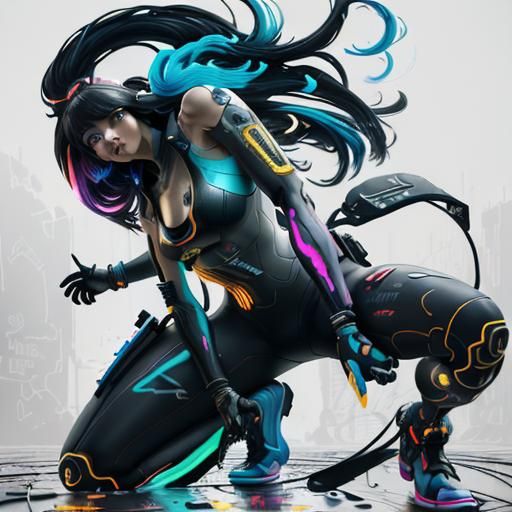 Nintendo Switch Girl in Cyberpunk Anime Style