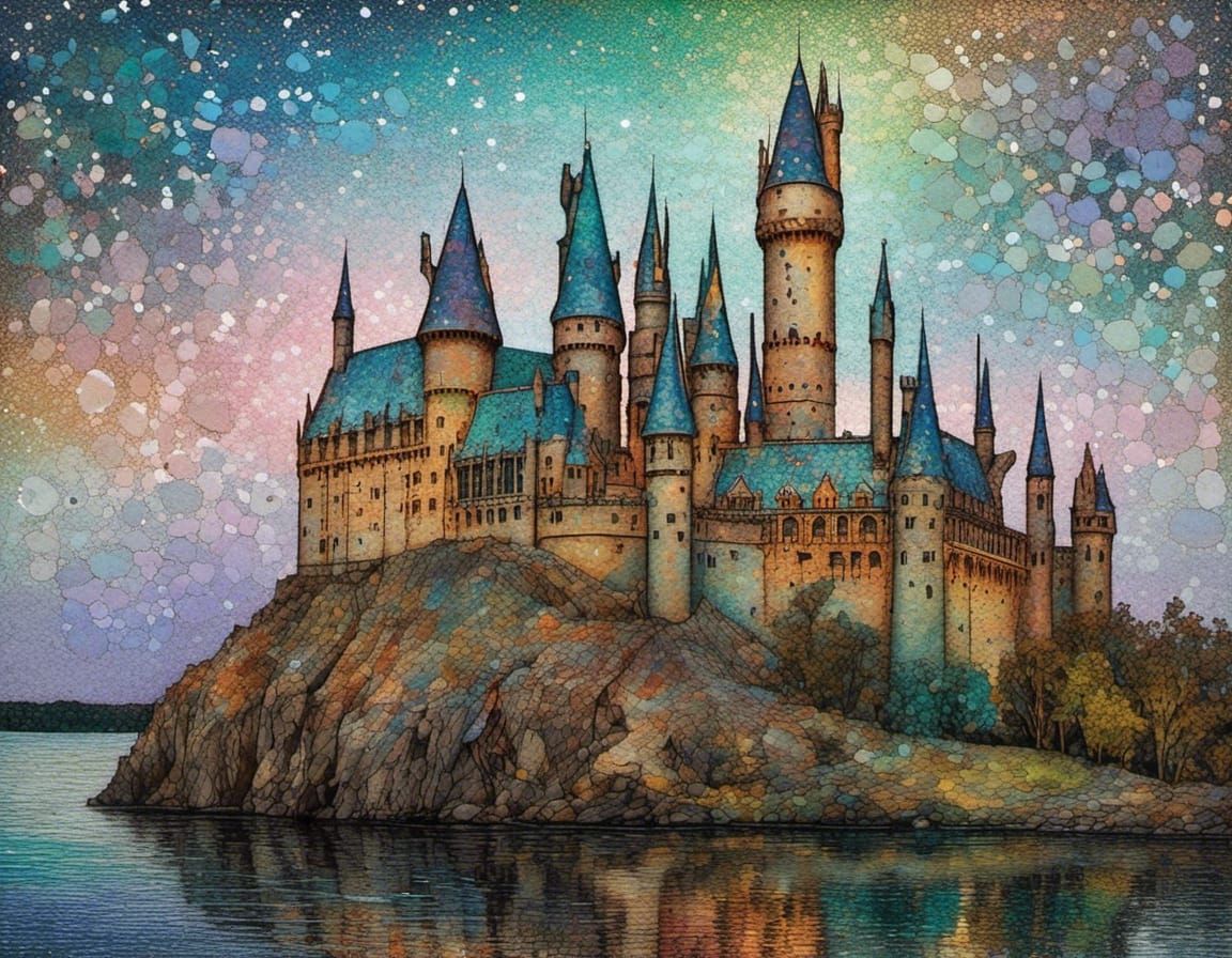 Pastel Hogwarts Pointilism