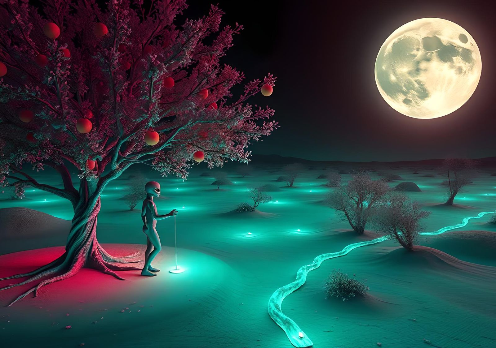 Alien Adam and Eve in a Turquoise Desert