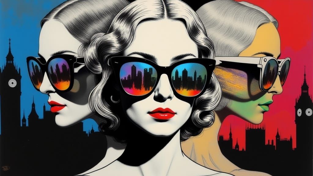 Iris Apfel Style Fashion Sketch with Reflective Glasses