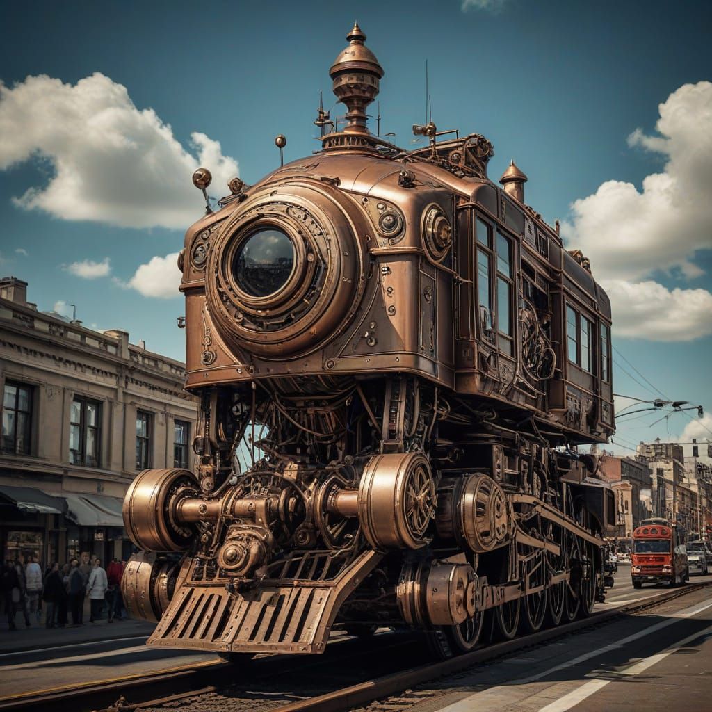 Hyperrealistic Steampunk Robot Portrait in Art Deco Style