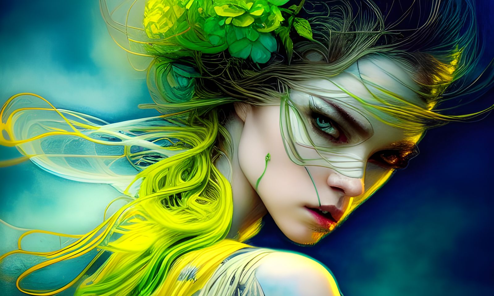 Ethereal Spirit Illustration in Art Nouveau Style