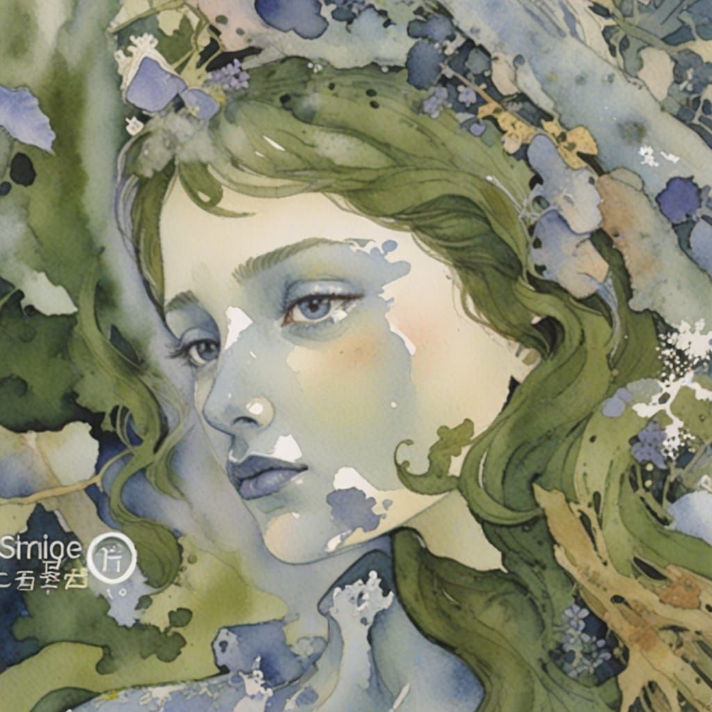 Watercolor Woman Portrait in Ghibli Moebius Style