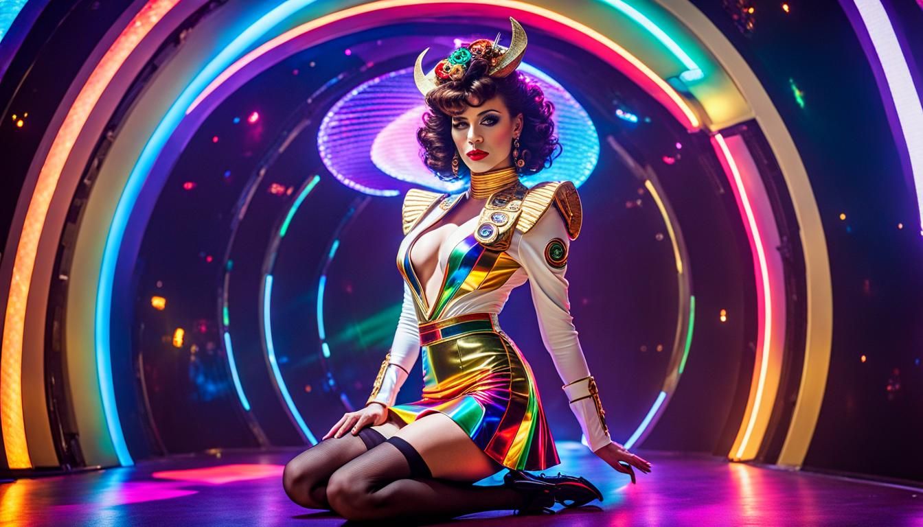 Retro-Futuristic Pin-Up in Gustav Klimt Style