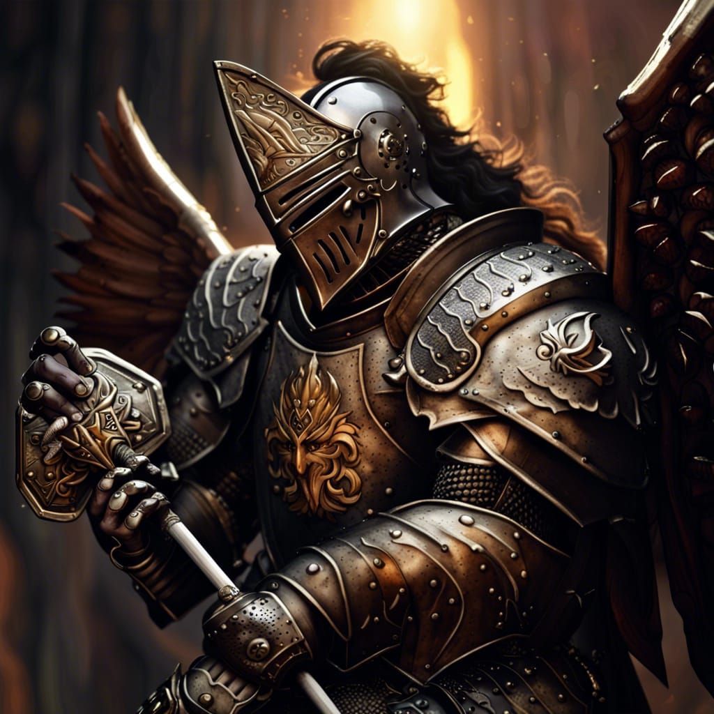 Medieval Paladin Knight Victorious on Battlefield