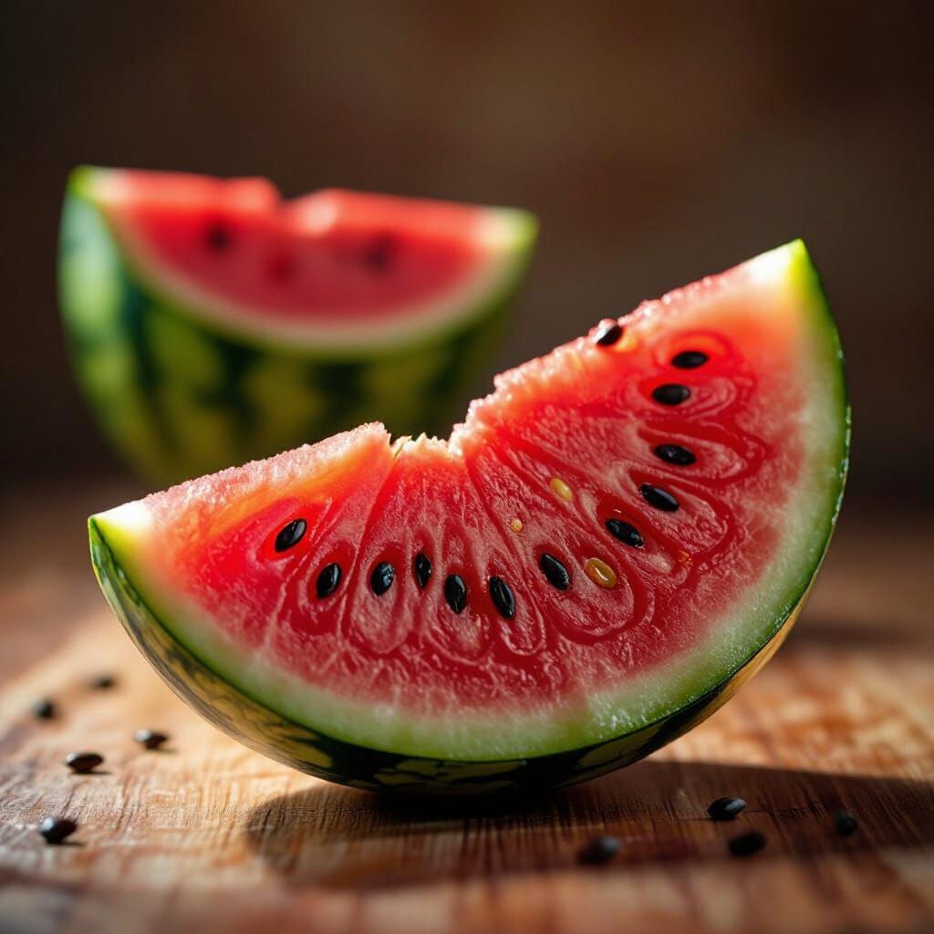 Hyperrealistic Watermelon Slice Macro Photography