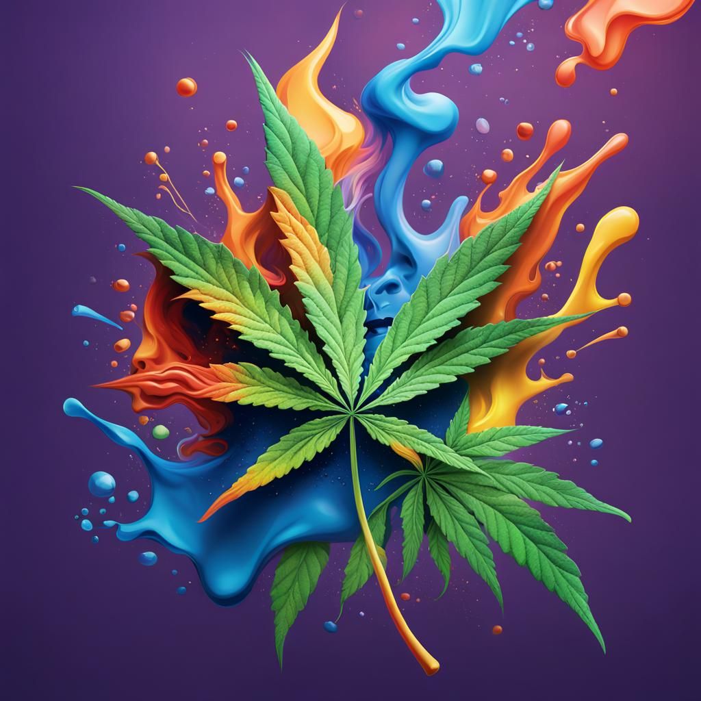 Cannabis Smoking Items Logo in Splash Art Style