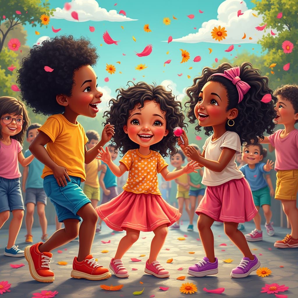 Children's Dance: A Playful Scene in Pop Art Style