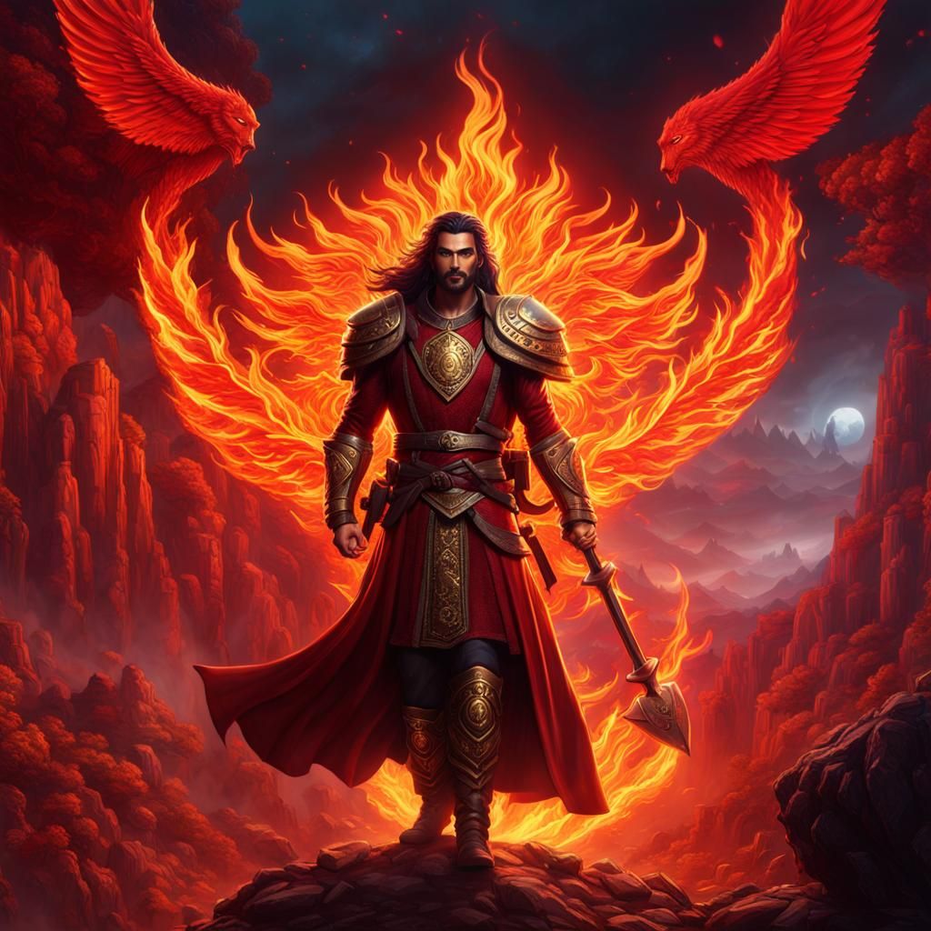 Kalashtar with Fiery Spirit: Detailed Fantasy Art