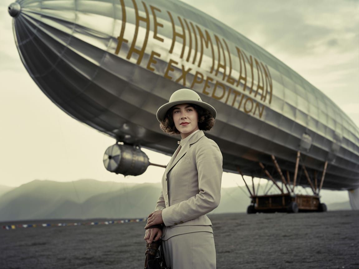 Explorer and Zeppelin in 1930s Tibet: Autochrome Photograph