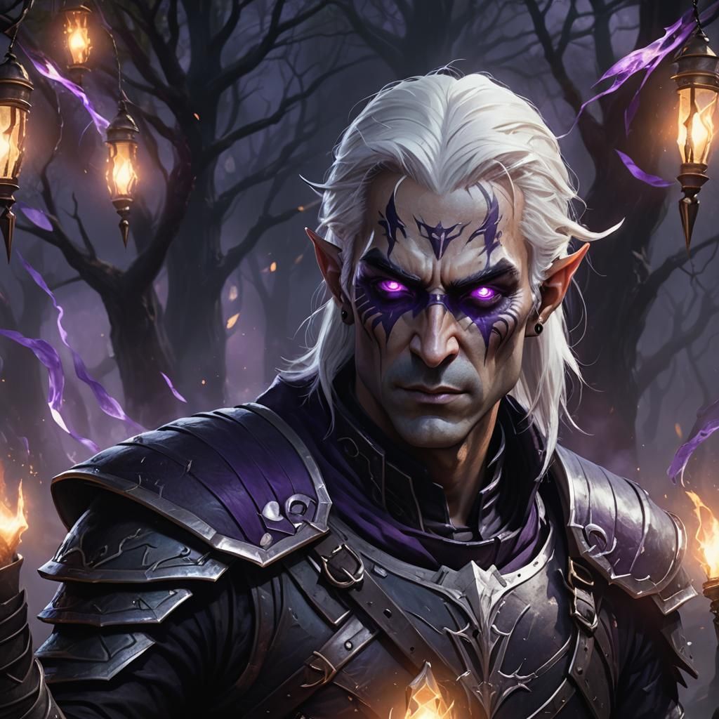 Dark Elf Rogue with Psychic Blades in Low Poly Style