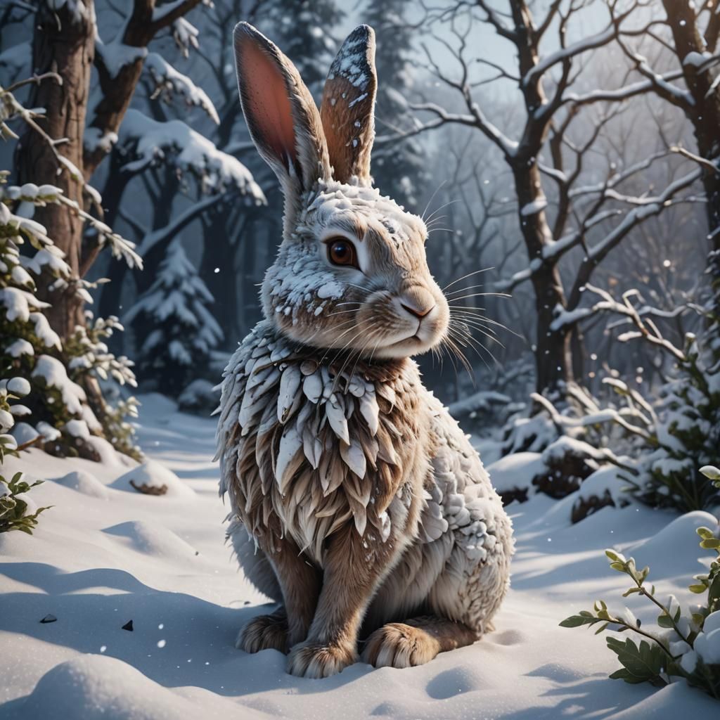 Snowy Bunny Detailed Matte Painting