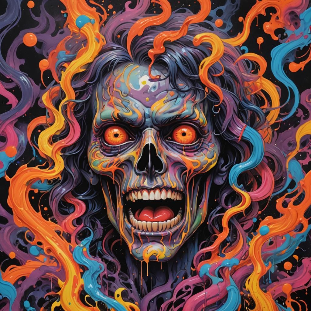 Psychedelic Ouija Board Graffiti Art in Blacklight