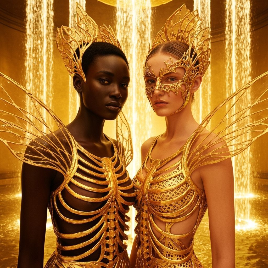 Two Women in Luminous Gold Chamber