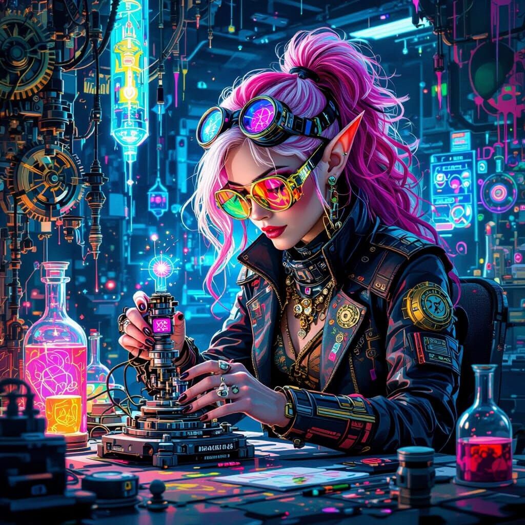 High Elf Artificer in Graffiti Art Style Lab