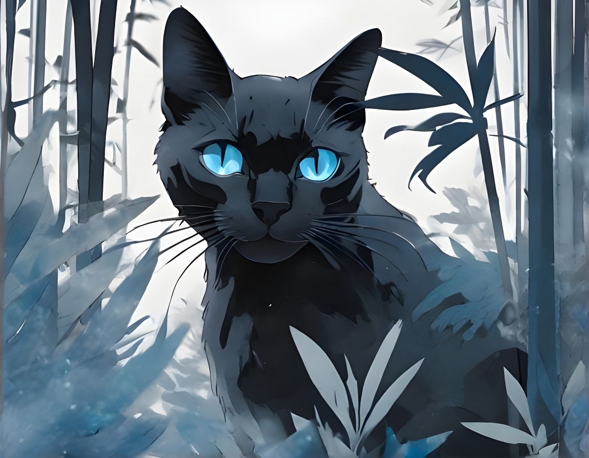 Mystical Cat Portrait in Bamboo Forest